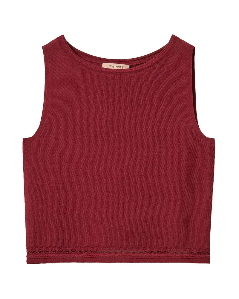 Twin-Set Gestricktes Oberteil mit Fransen - Rot Rot