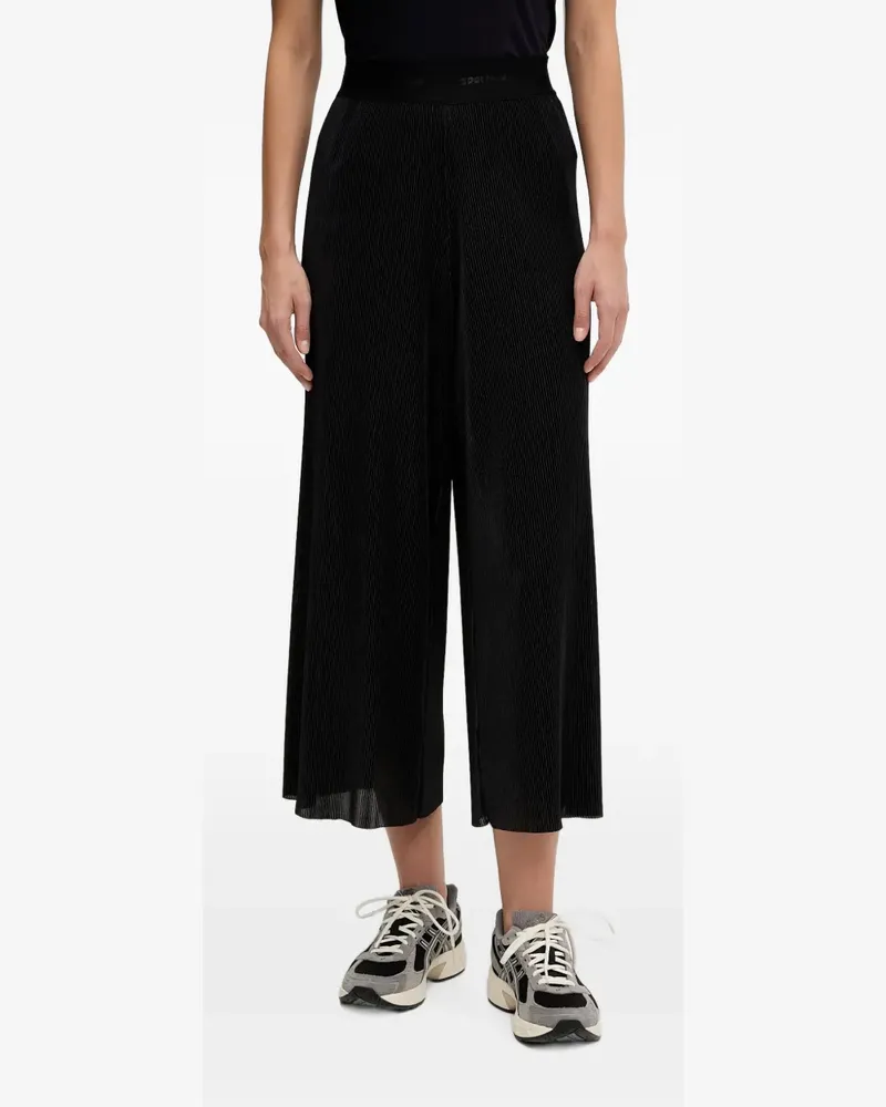 Sportalm plissé-effect logo-waistband trousers - Schwarz Schwarz
