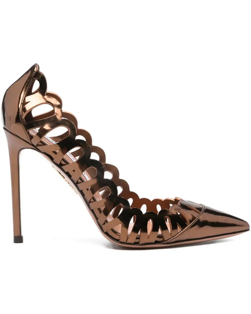 Aquazzura Peep Pumps mit Laser-Cuts 105mm - Braun Braun