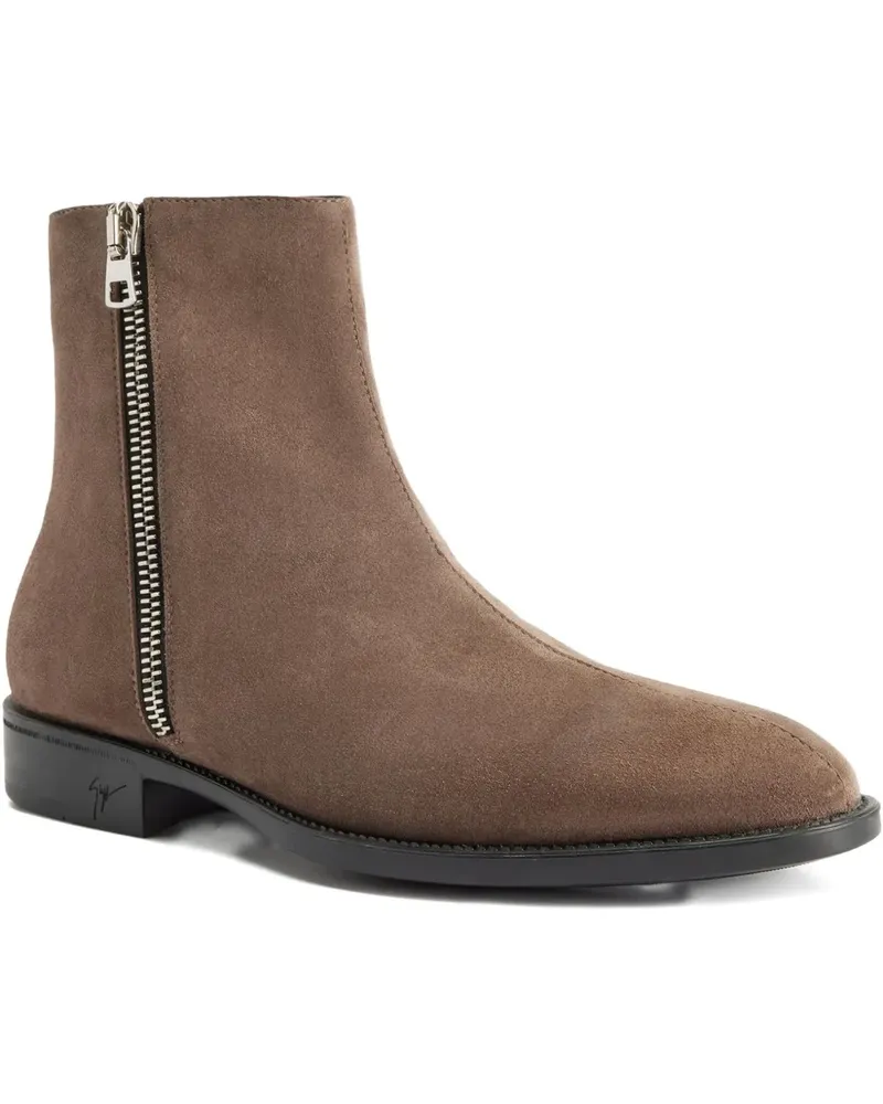 Giuseppe Zanotti Cassian Wildlederstiefel mit Reißverschlussdetail - Braun Braun