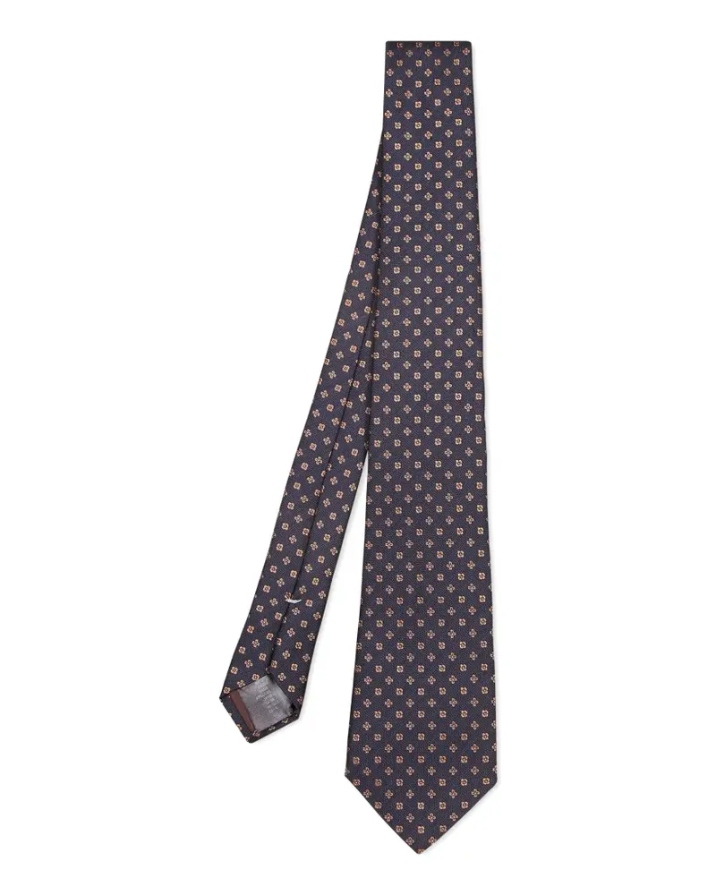Canali Jacquard-Krawatte mit Blumenmuster - Blau Blau