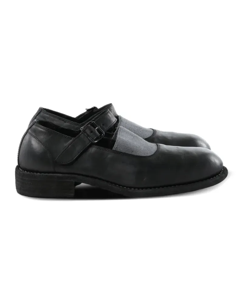 GUIDI buckle-fastening leather ballet flats - Schwarz Schwarz
