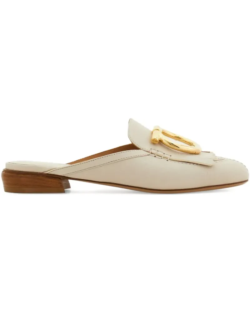 Ferragamo Gancio Mules mit Fransen - Weiß Weiß