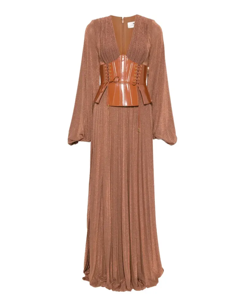 Elisabetta Franchi Noor Maxikleid mit Falten - Braun Braun