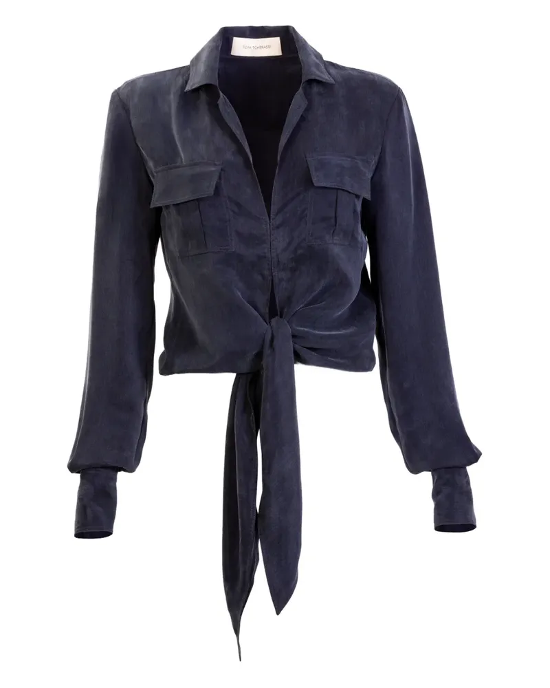 Silvia Tcherassi Caserta flap-pocket tie shirt - Blau Blau