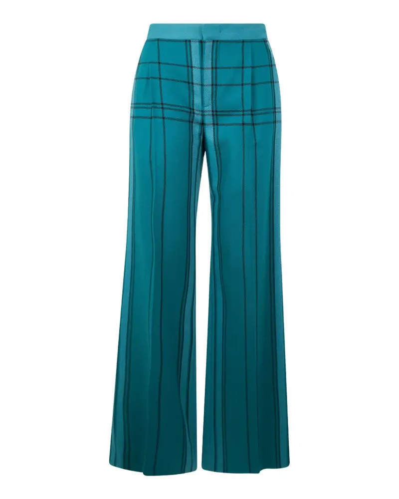 Alberta Ferretti checked virgin-wool flared trousers - Blau Blau