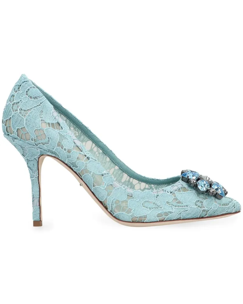 Dolce & Gabbana Rainbow Lace Pumps mit Brosche 90mm - Blau Blau