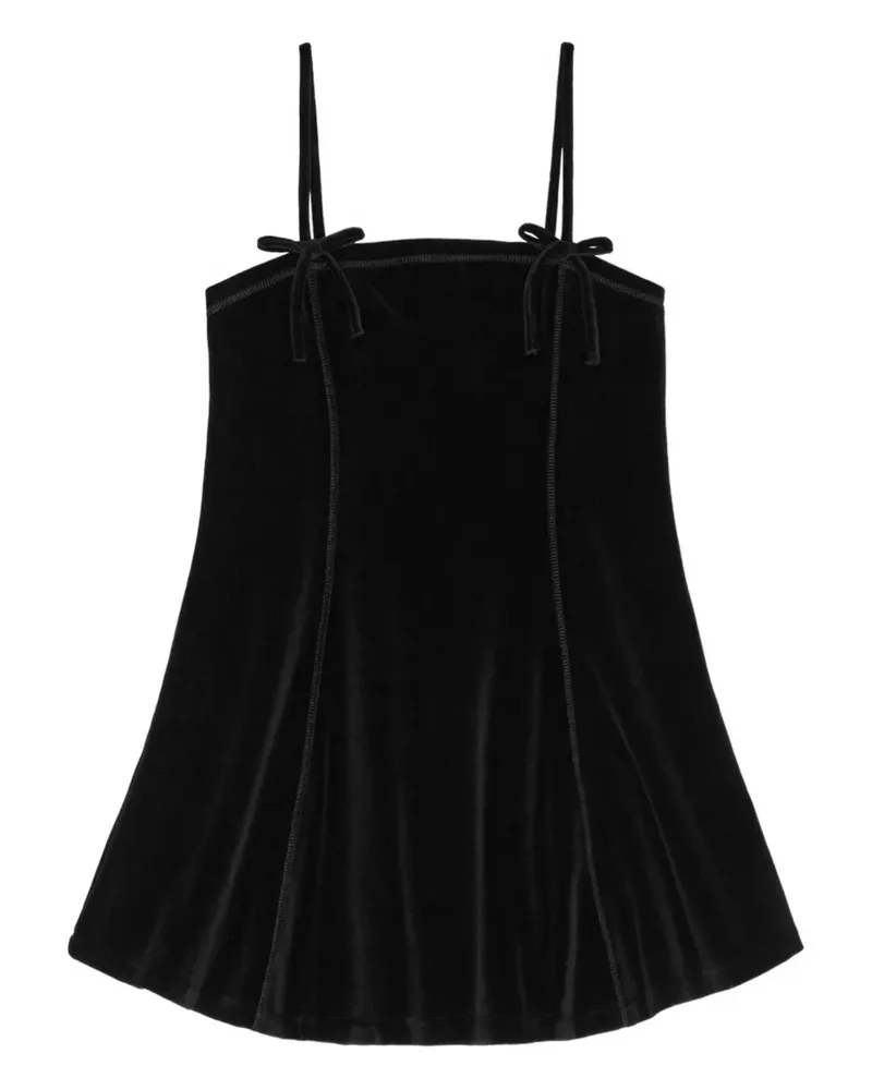 Ganni bow-detailing velvet mini party dress - Schwarz Schwarz