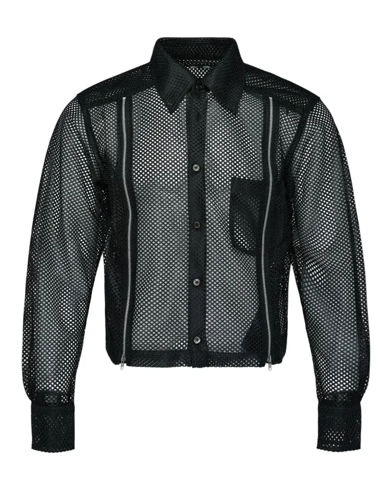 Comme des Garçons Mesh-Hemd mit Reißverschlussdetail - Schwarz Schwarz
