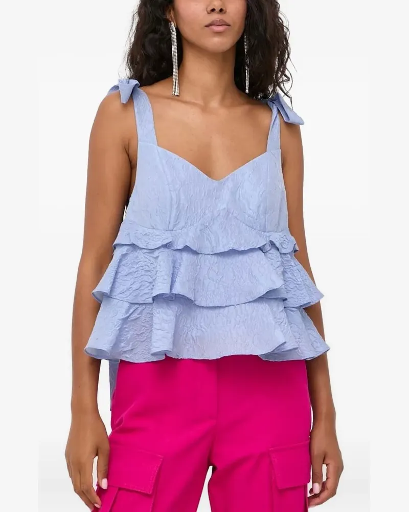 Custommade Gerüschtes Top mit Schleifendetail - Violett Violett