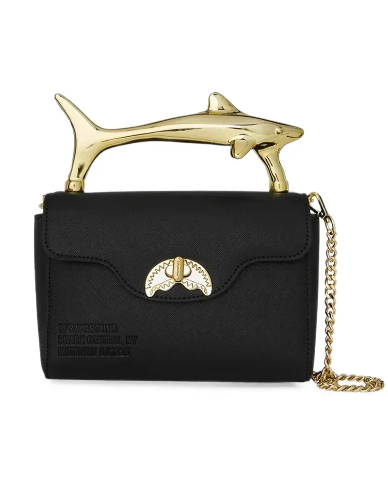 Sprayground The Golden Fang Shark Tote Bag mit Prägung - Schwarz Schwarz