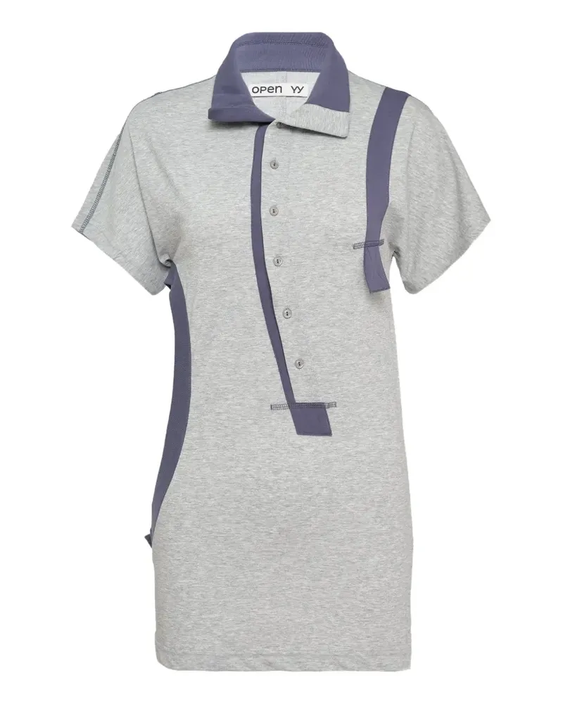 OPEN YY button-panel polo top - Grau Grau
