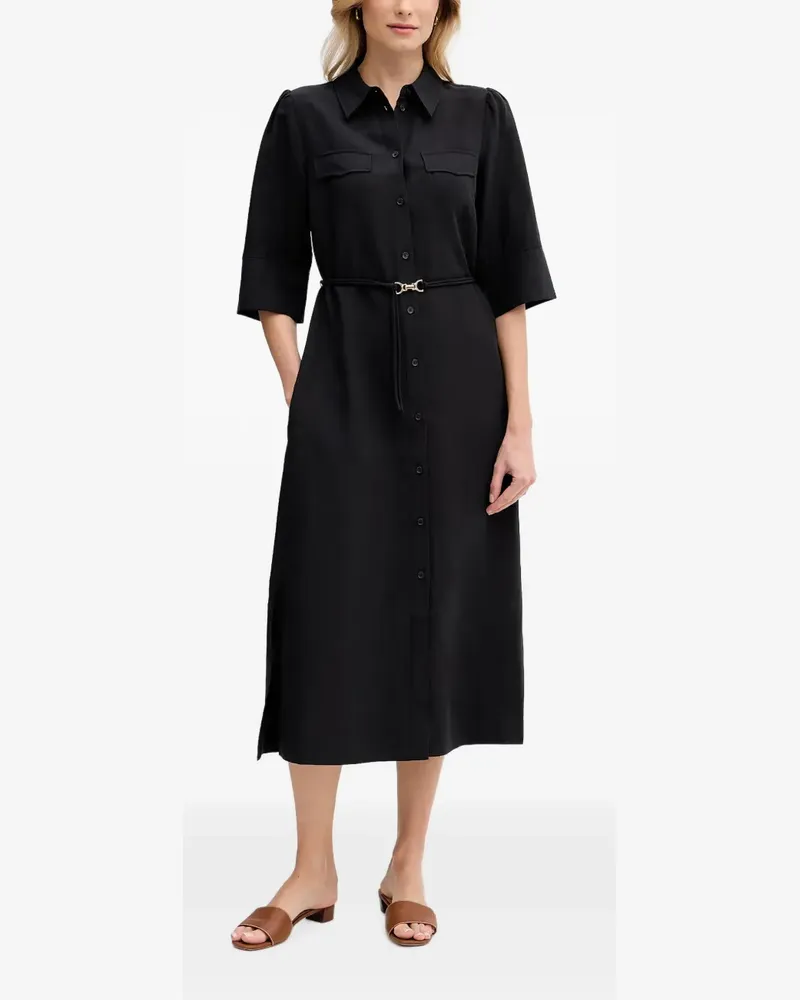 Mos Mosh Rayas Alexis belted button-down shirt midi dress - Schwarz Schwarz