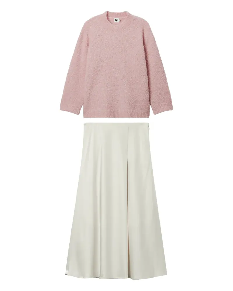 b+ab crew-neck sweater and midi skirt - Rosa Rosa