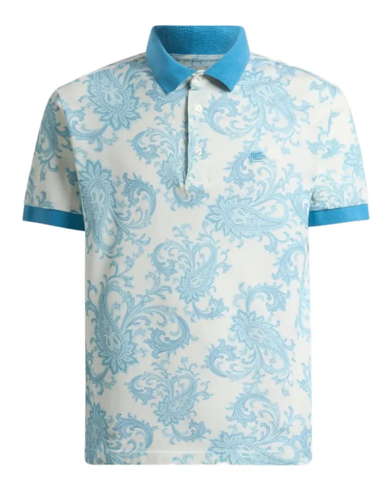 Etro paisley-motif pique polo shirt - Blau Blau