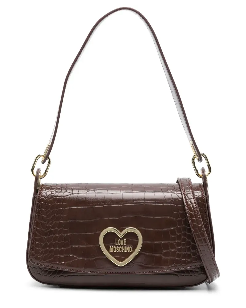 Moschino Schultertasche mit Kroko-Effekt - Braun Braun