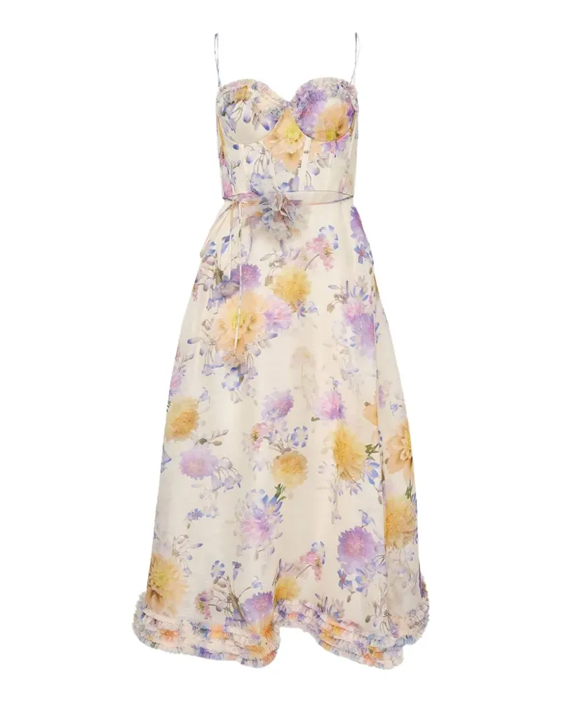 Zimmermann Gerüschtes Midikleid - Nude Nude