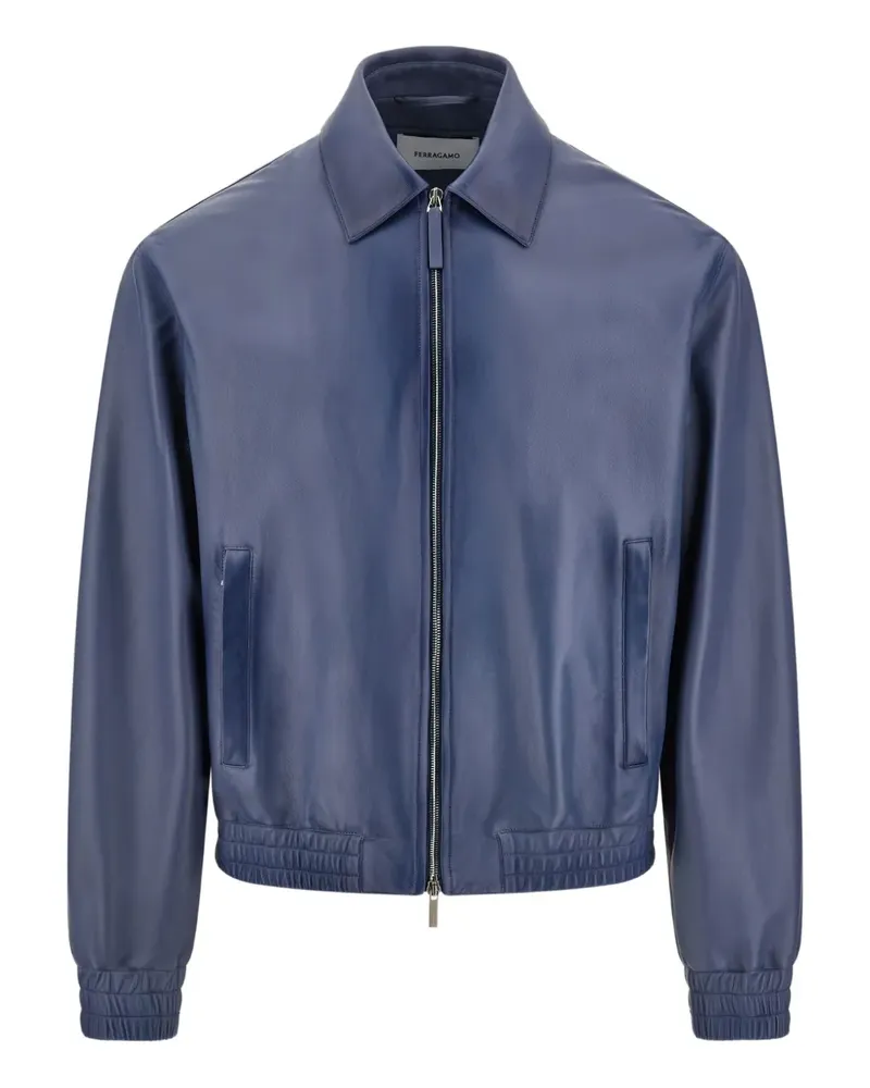 Ferragamo Klassische Lederjacke - Blau Blau