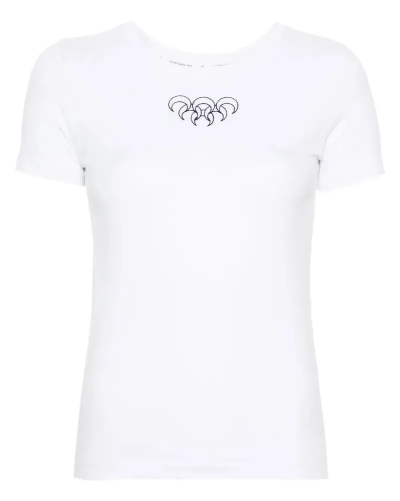 Marine Serre T-Shirt mit Mond-Stickerei - Weiß Weiß