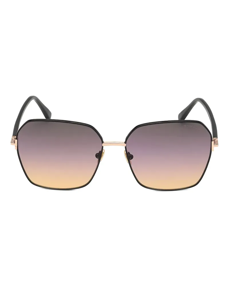 Tom Ford Sonnenbrille mit eckigem Gestell - Schwarz Schwarz