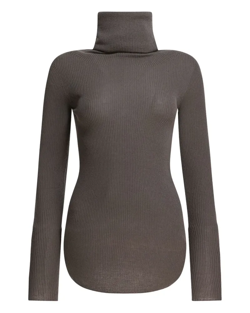 Rick Owens Gerippter Rollkragenpullover - Grau Grau