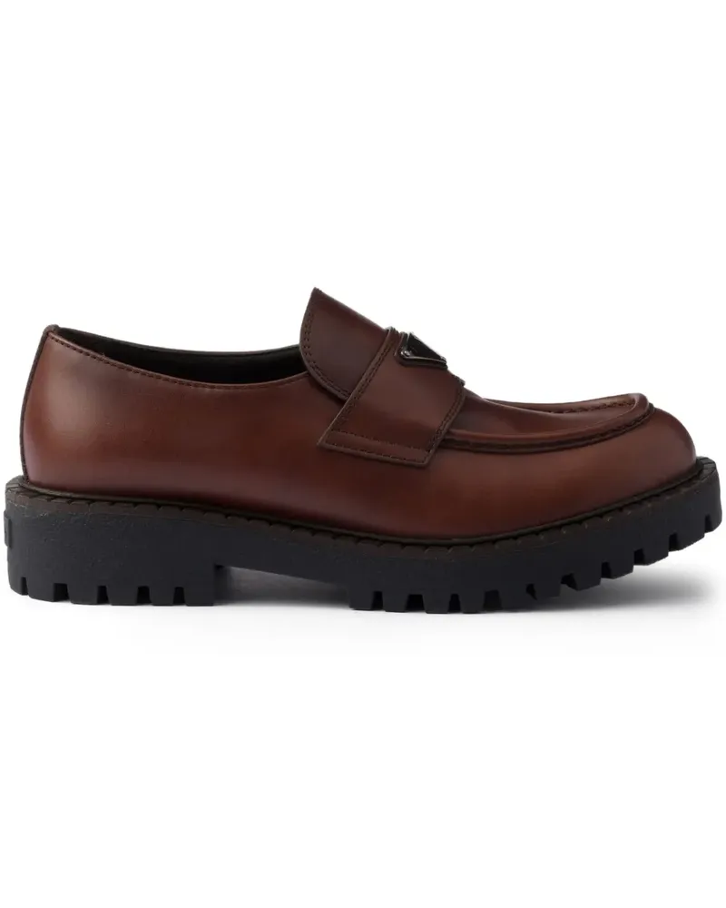 Prada Loafer mit emailliertem Logo - Braun Braun