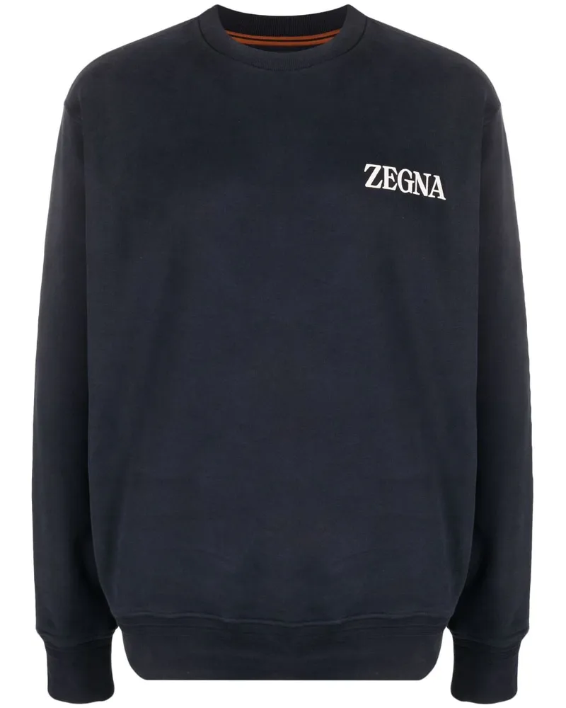 Ermenegildo Zegna Sweatshirt mit Logo-Print Blau