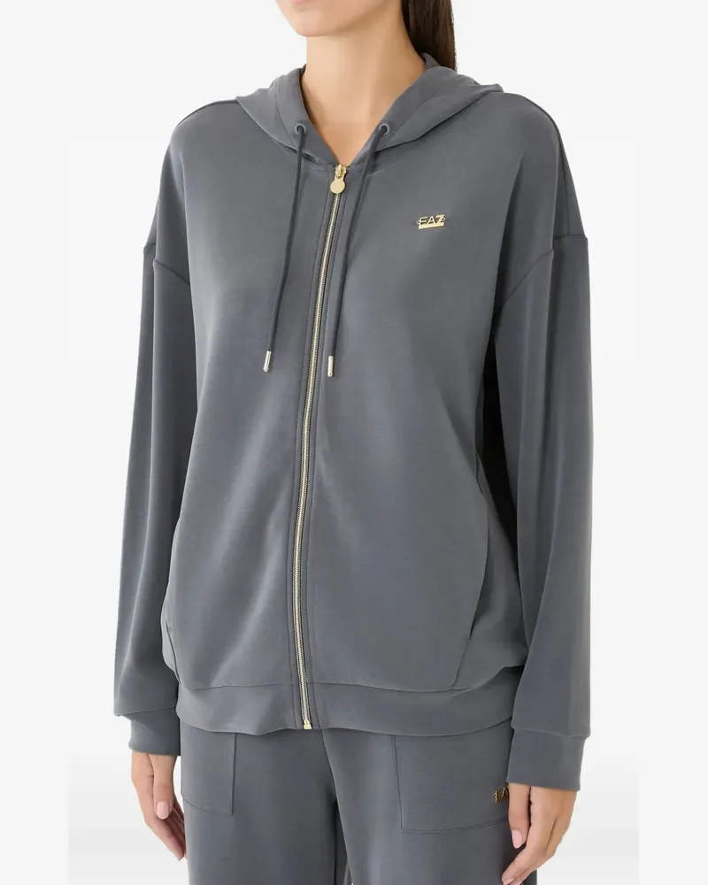 EA7 Kapuzenjacke mit Logo-Schild - Grau Grau