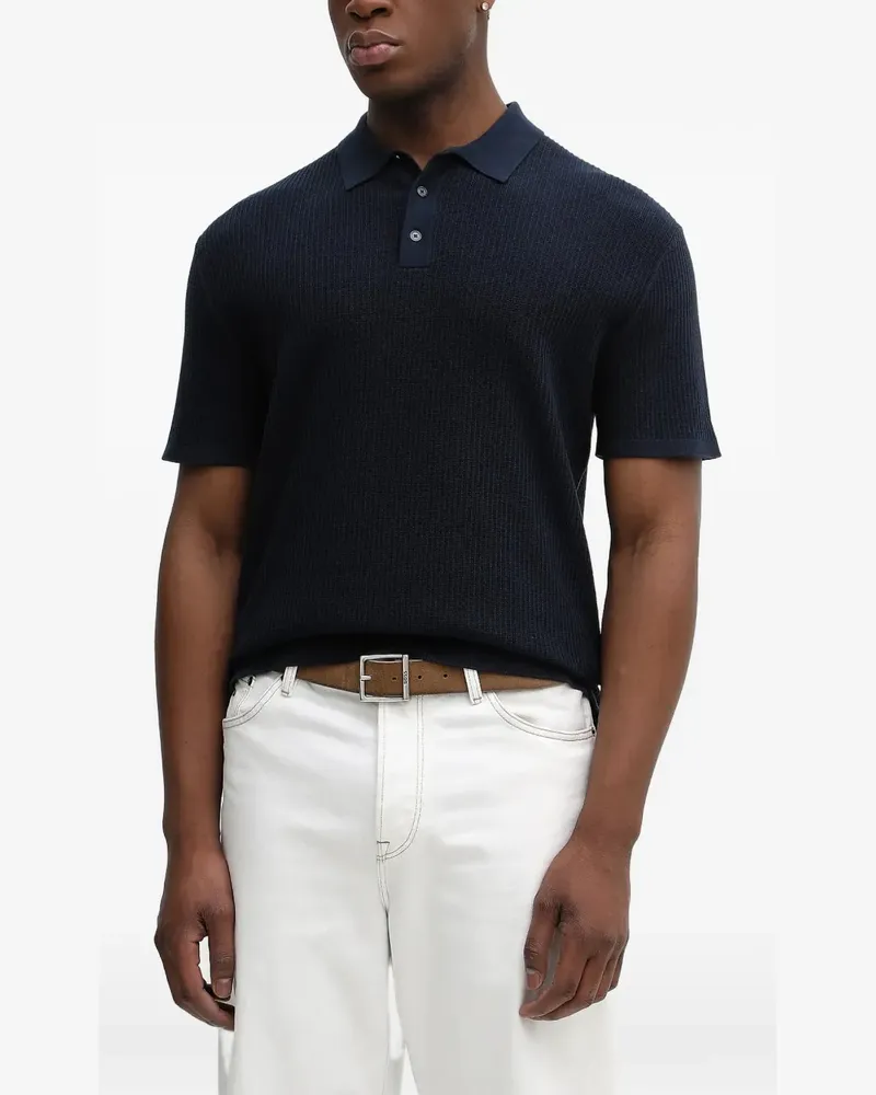 Michael Kors ribbed-knit polo shirt - Blau Blau