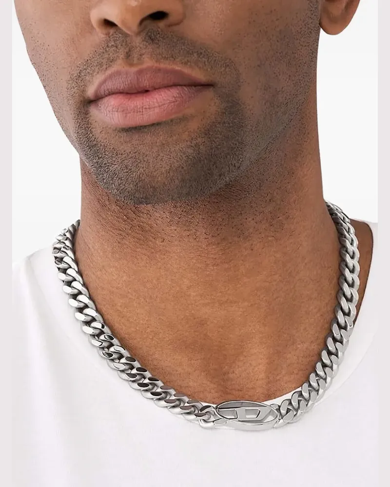 Diesel Choker mit ovalem D-Logo - Silber Silber