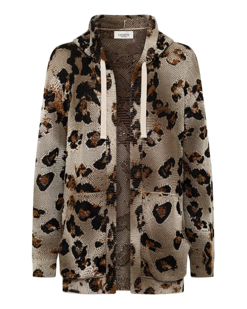 Laneus Cardigan mit Leoparden-Print - Braun Braun