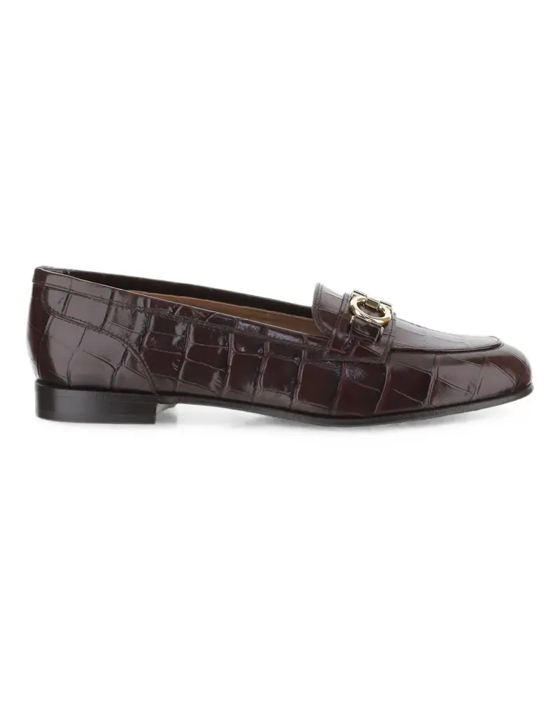 Ferragamo Gancini croc-effect leather loafers - Braun Braun