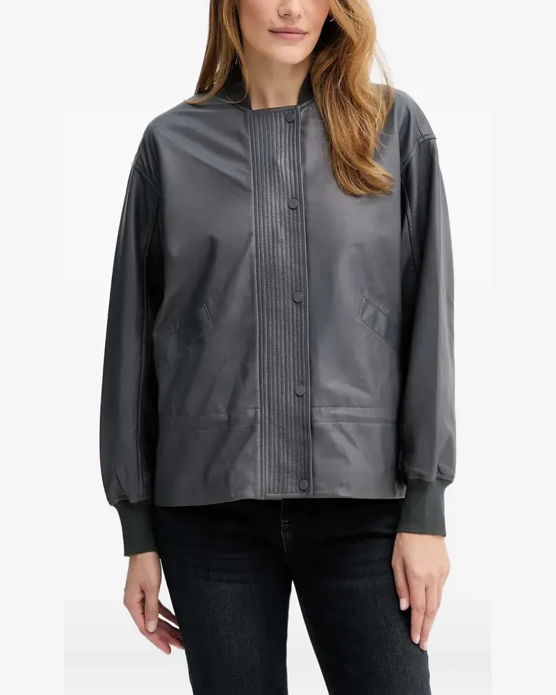 AllSaints Sofi drawstring leather bomber jacket - Grau Grau
