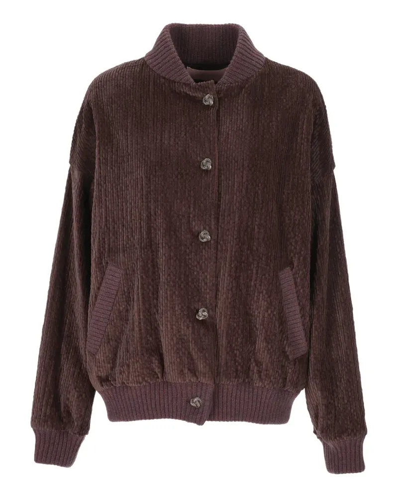 Kristina Ti Geknöpfte Jacke mit Cordoptik - Braun Braun