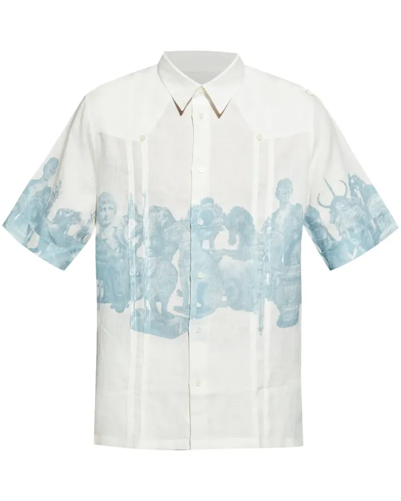 Givenchy Hemd aus Leinen mit Hubert-Print - Weiß Weiß