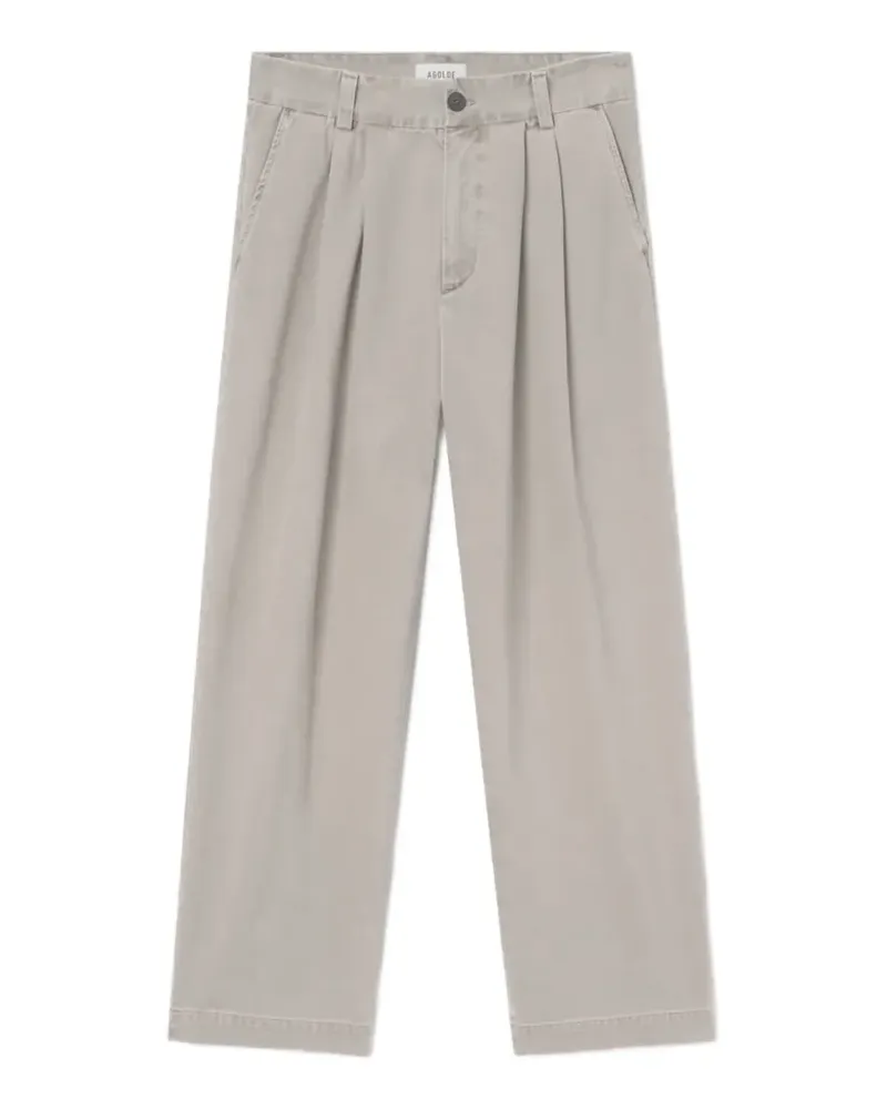AGOLDE Slater pleated straight-leg cotton trousers - Nude Nude