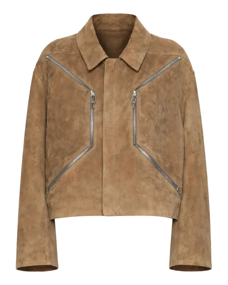 Rick Owens Heizer Mac Ledermantel mit Reißverschluss - Braun Braun