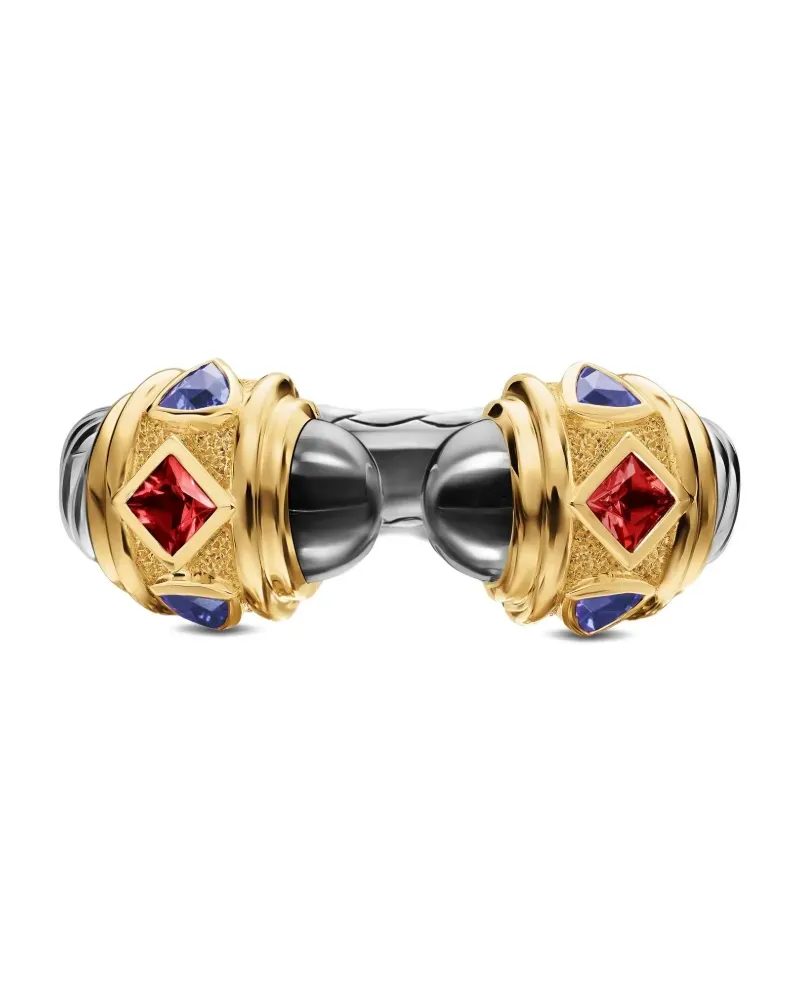 David Yurman 14K yellow gold and sterling silver Renaissance multi-stone ring - Silber Silber