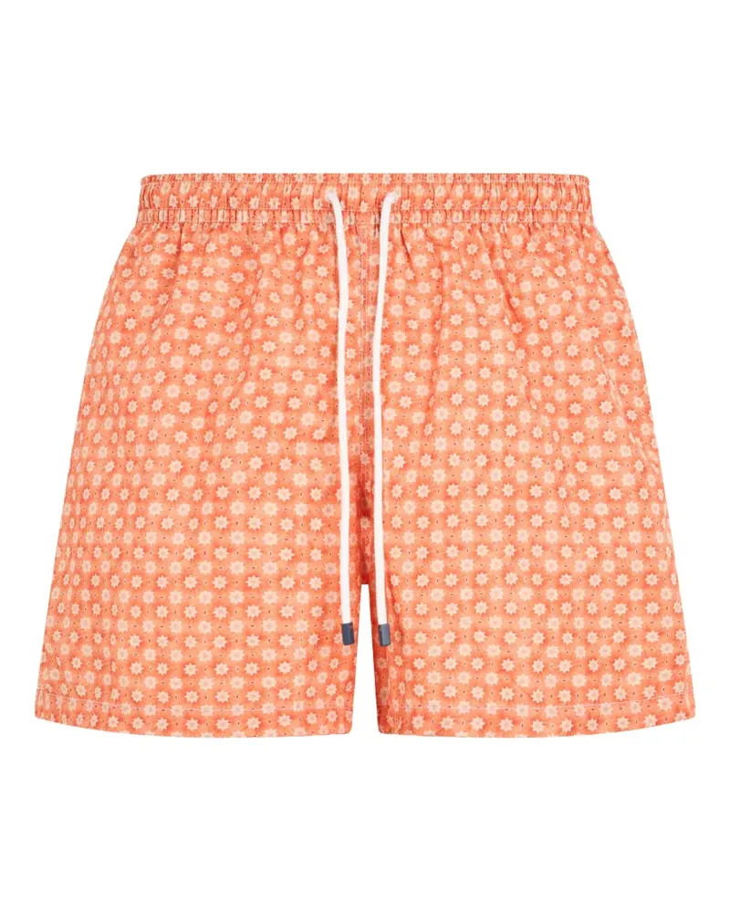 Fedeli patterned drawstring swim shorts - Orange Orange