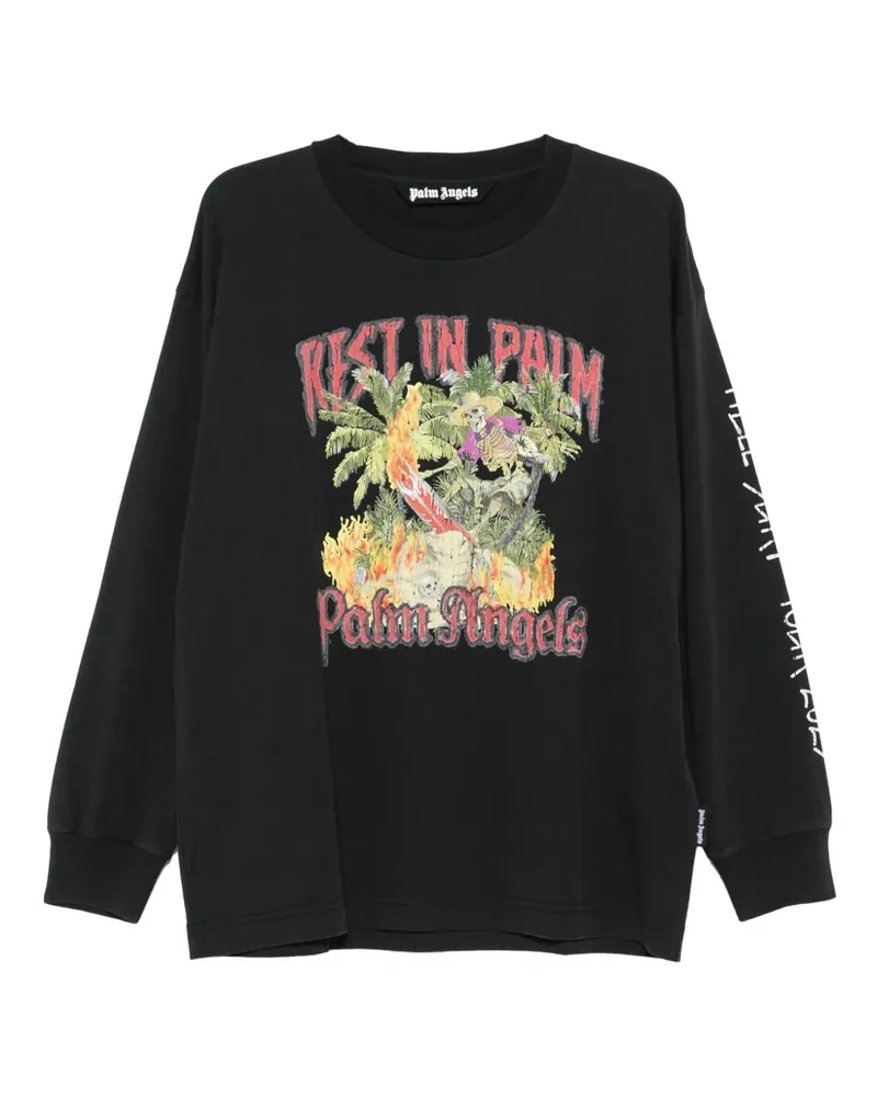 Palm Angels T-Shirt mit Print - Schwarz Schwarz