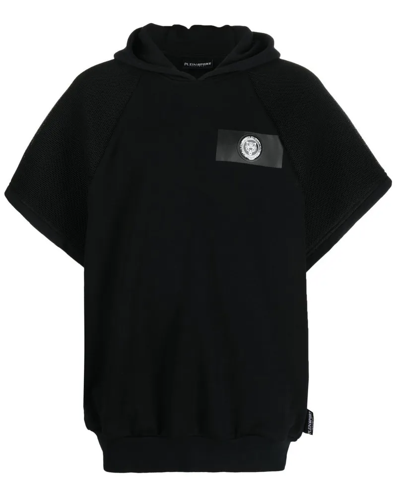 Philipp Plein Kurzärmeliger Hoodie mit Logo - Schwarz Schwarz