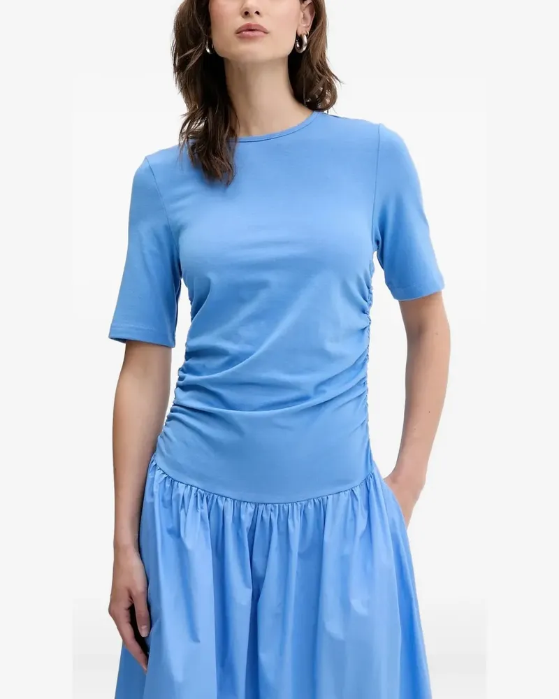 Never Fully Dressed Gerafftes Grace Popeline-Maxikleid - Blau Blau