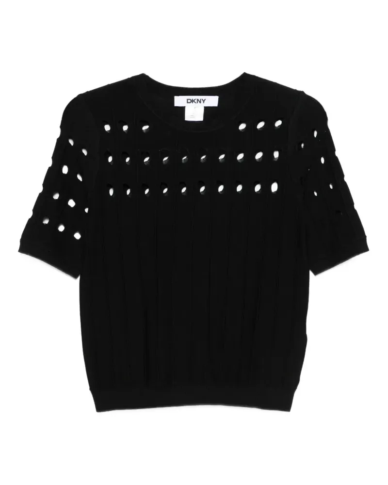 DKNY Gerippter Pullover mit Cut-Outs - Schwarz Schwarz