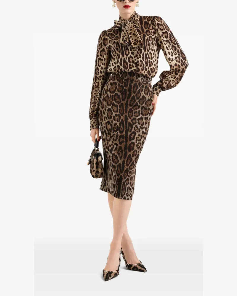 Dolce & Gabbana leo-print cady skirt - Nude Nude