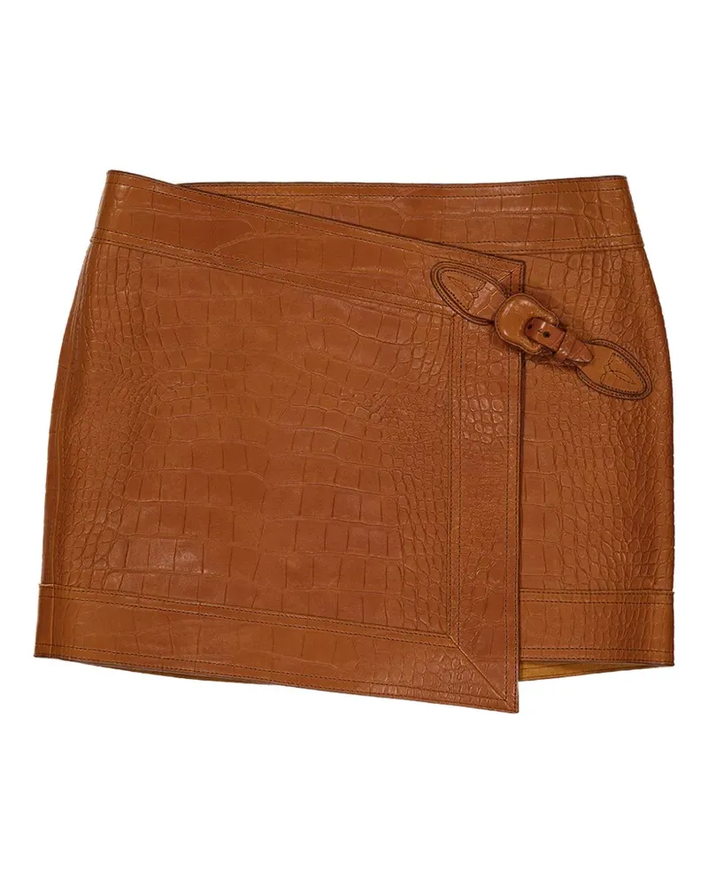Johanna Ortiz Emerging croc-effect leather mini skirt - Braun Braun