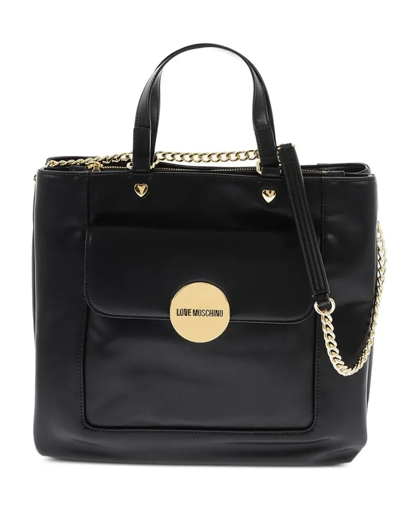 Moschino Shopper mit Logo-Schild - Schwarz Schwarz