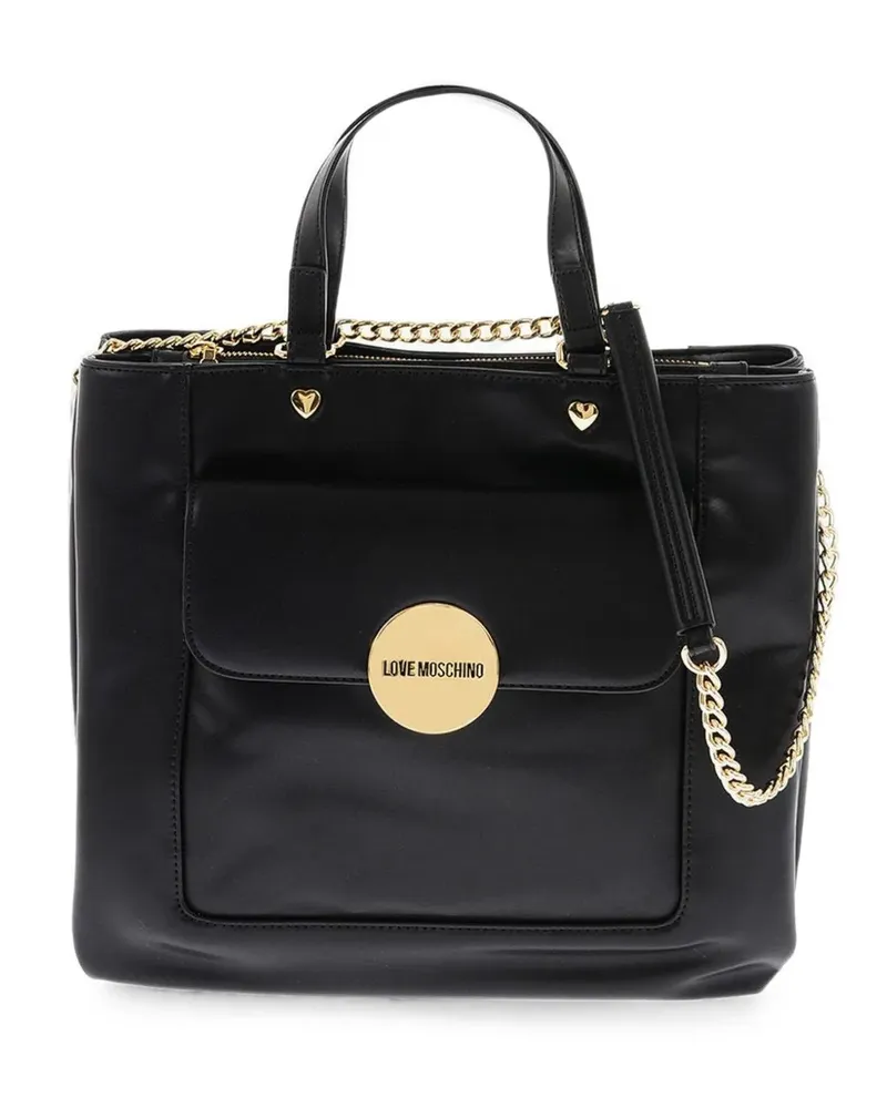 Moschino logo-plaque tote bag - Schwarz Schwarz