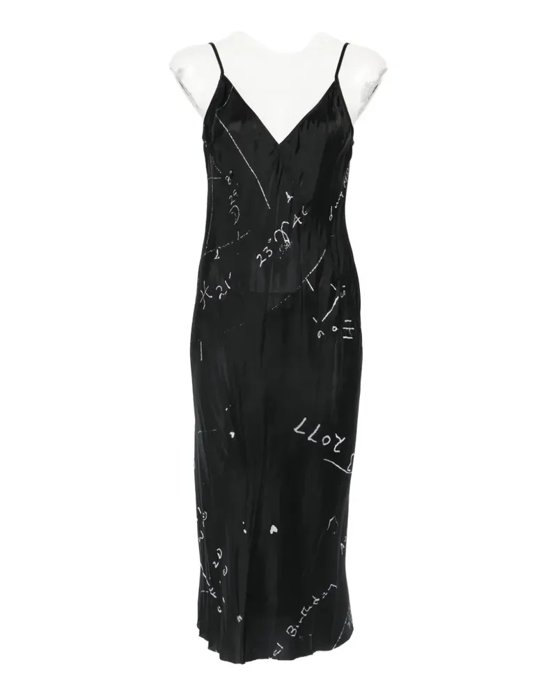 Rick Owens printed slip midi dress - Schwarz Schwarz