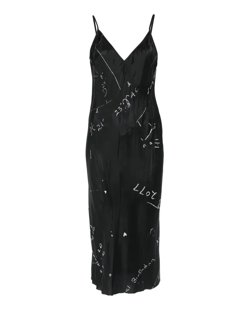 Rick Owens printed slip midi dress - Schwarz Schwarz
