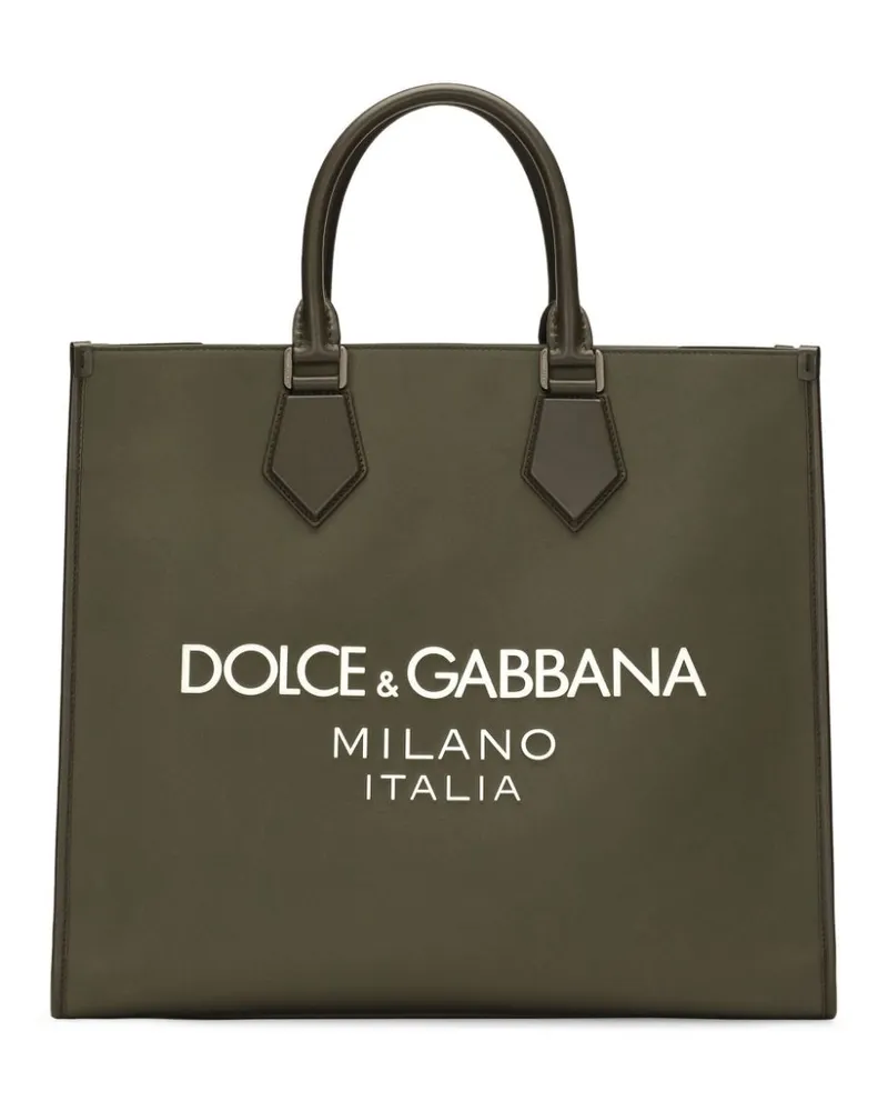 Dolce & Gabbana Großer Shopper mit Logo-Print - Grün Grün